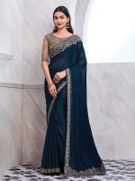 Navy Blue Chiffon Silk Saree